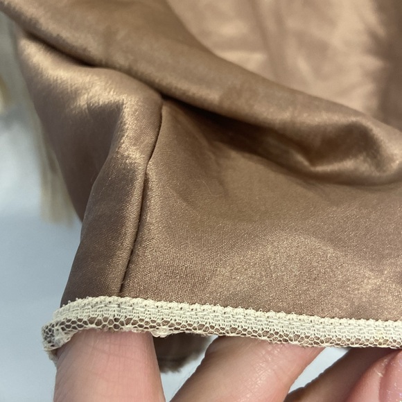 Vintage satin lace camisole tank top neutral brown cream no size small medium - Picture 9 of 17